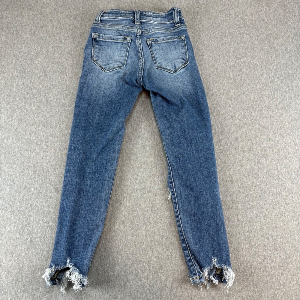 Kancan Jeans Youth Girls 6 Distressed Stretch Denim Ripped Frayed Hem - Picture 3 of 13